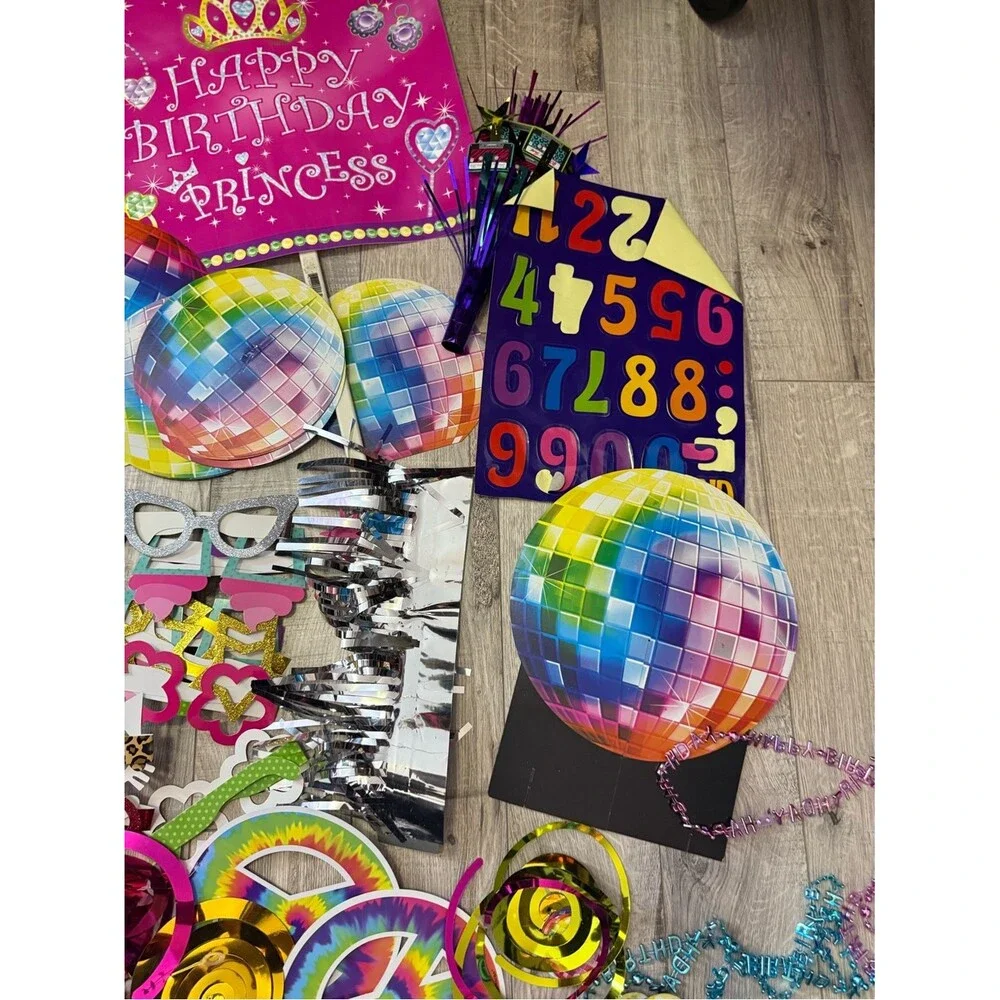 Party decor bundle Birthday Princess Multi-Color Party Decorations Set retro